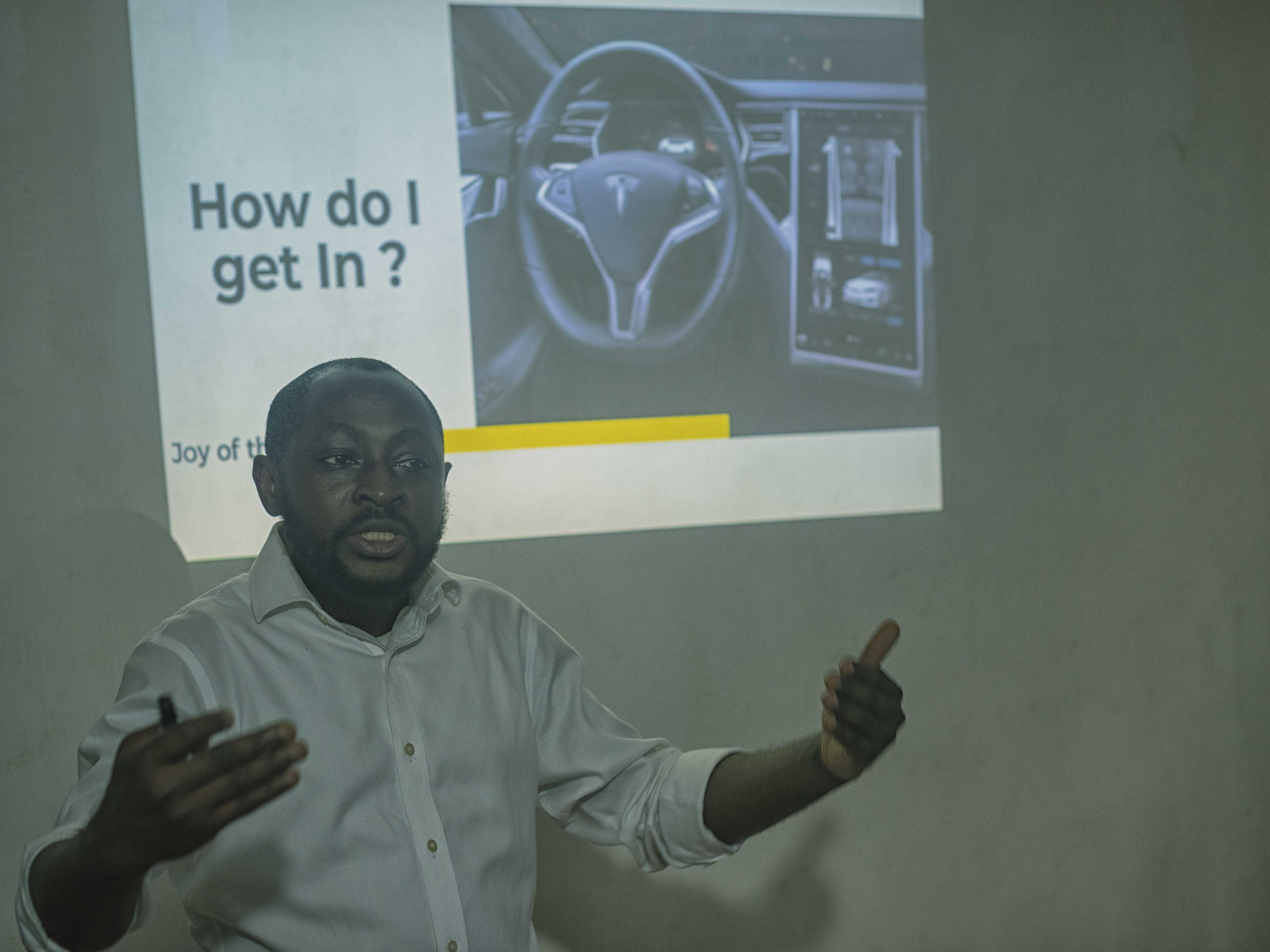 Speaker presenting opportunities in tech